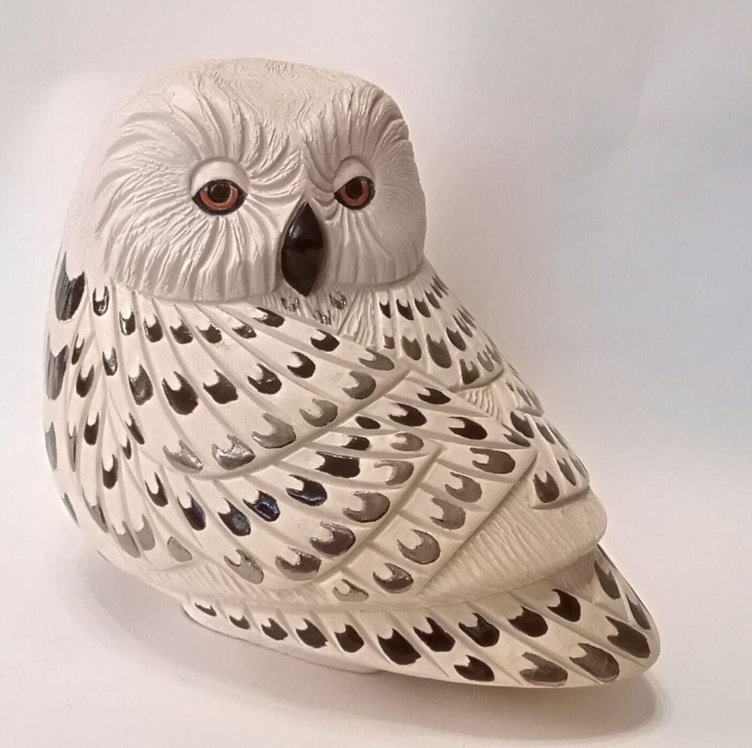 リンコナダ 白フクロウ 陶器 置物