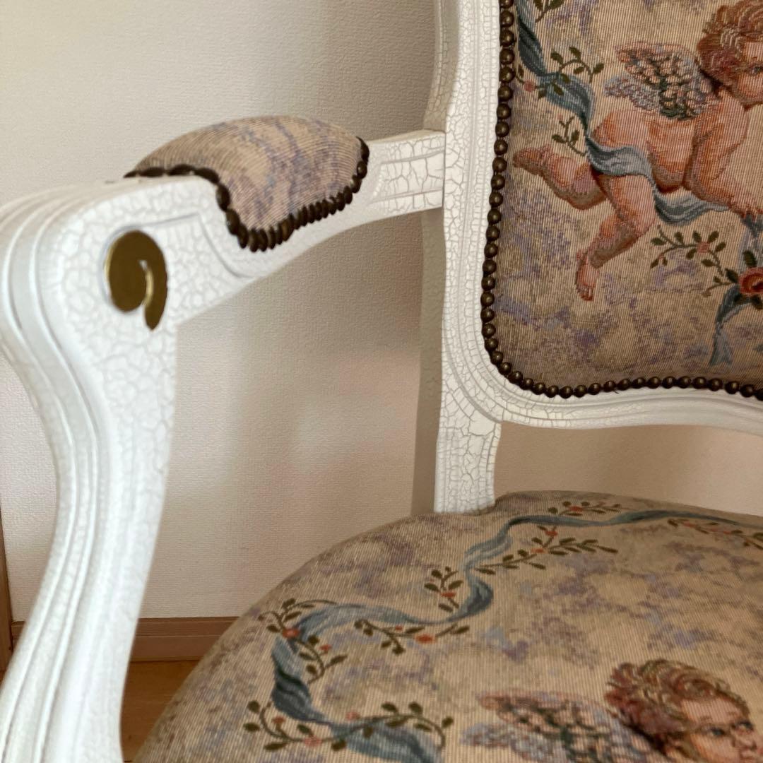 【美品】イタリア製　アンティーク　チェア　エンジェル　鋲打ち