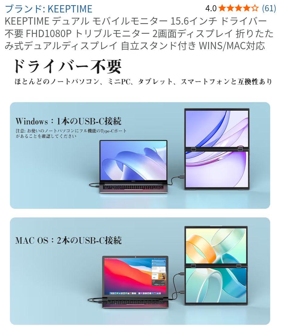 デュアル　ディスプレイ 15.6 　保護ケース付き！