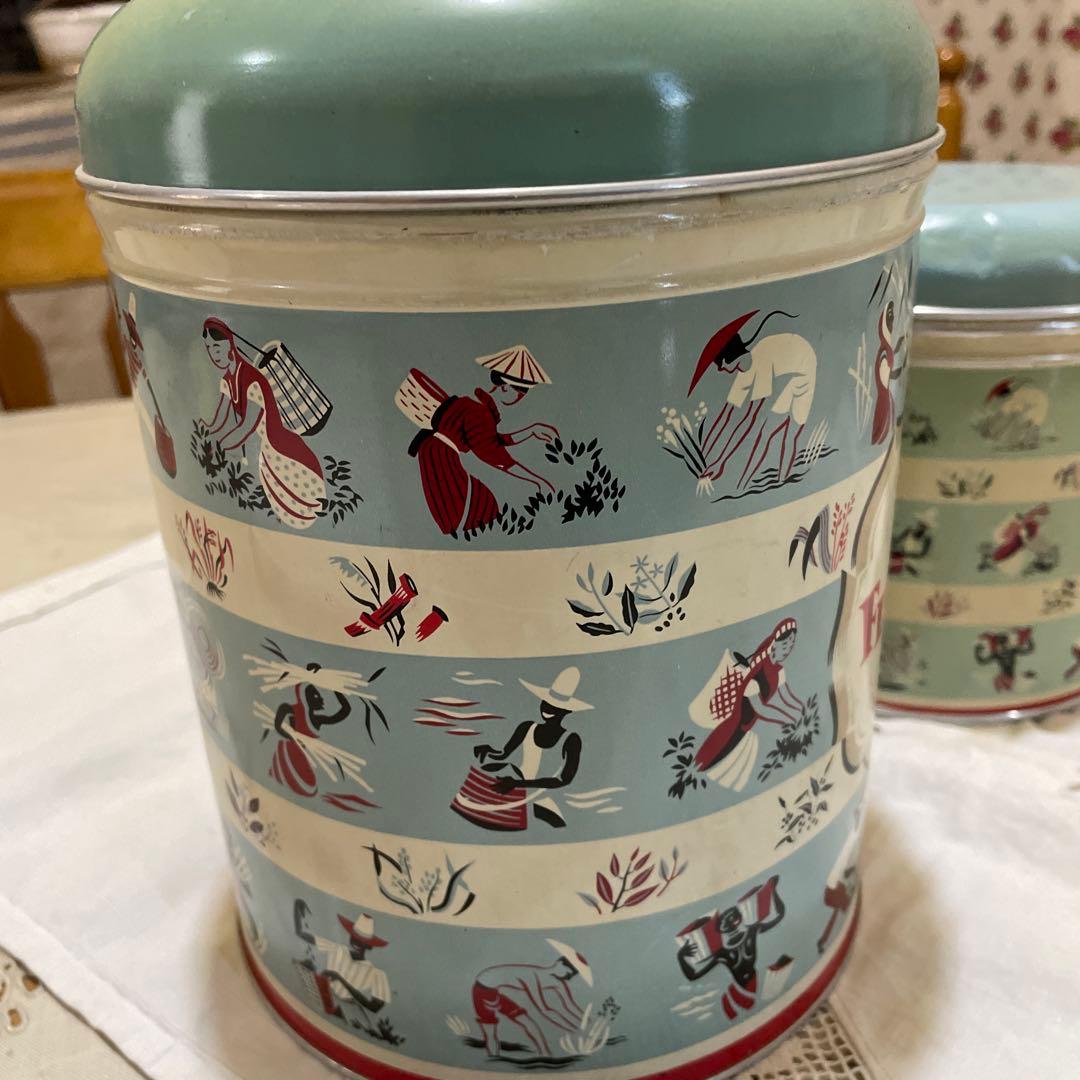 554イギリス買い付けレトロ 小麦粉 ビスケット 缶セット1950年代ー
