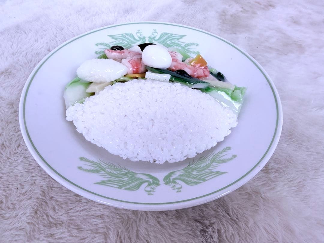 昭和レトロ 海鮮うま煮丼 食品サンプル 中華料理 町中華 直径約23.5cm
