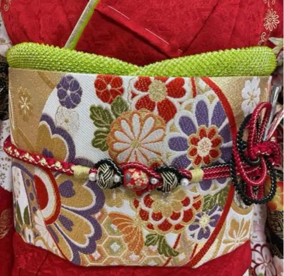 【新品・未使用】【大きいサイズ】【振袖】赤の豪華な唐絞り振袖フルセット