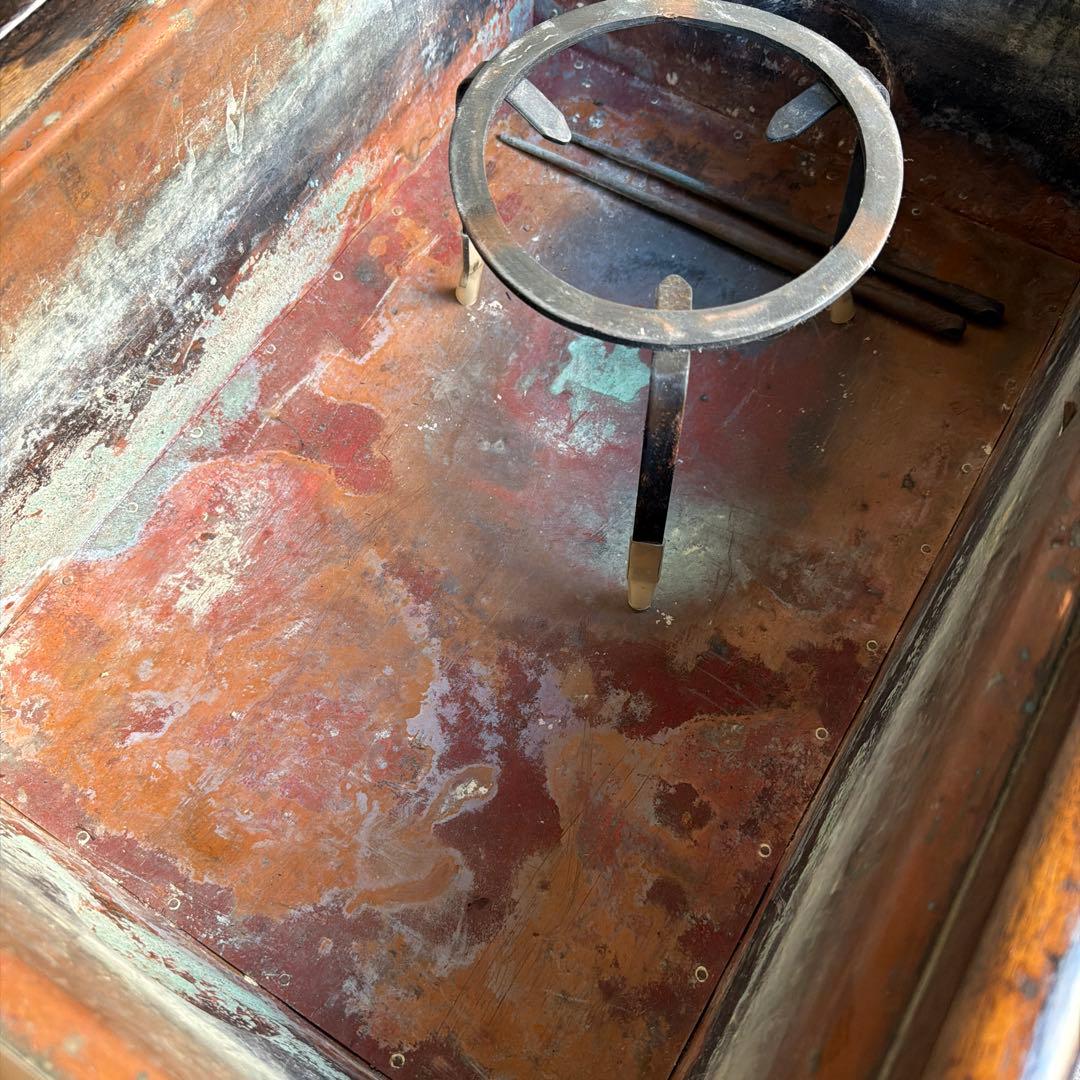 当時物　関東火鉢 欅 長火鉢　欅　黒柿　猫板　時代家具　アンティーク