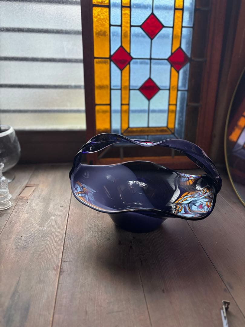 マルティーニ ガラス花器｜深紫の揺らぎが美しいヴィンテージフラワーベース