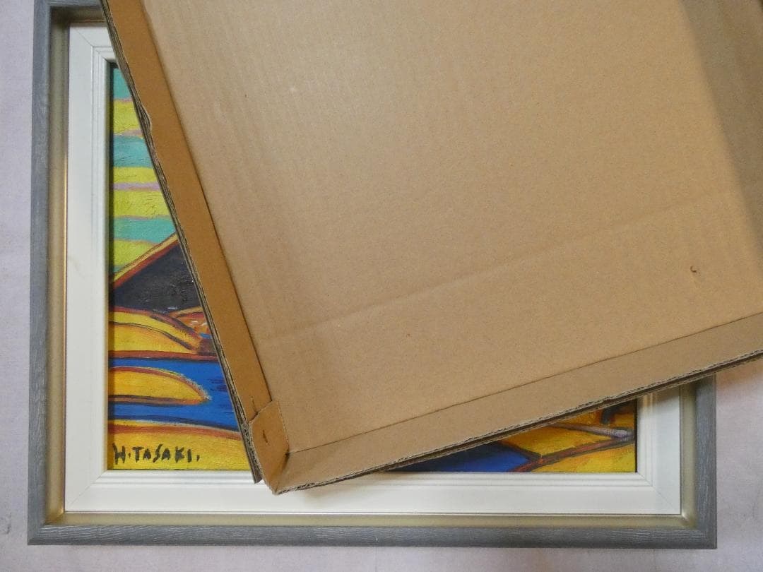 油彩風景 田崎広助「朱富士」 サインF6サイズ額装済み 肉筆手描き