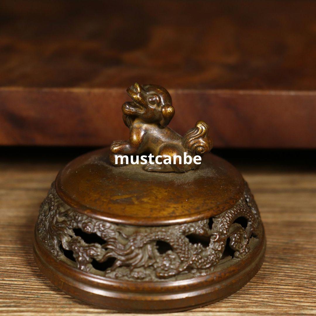 香炉 銅器 チ竜耳三象足炉 三層篆香炉 希少品 茶道具 香道具 工芸品 置物