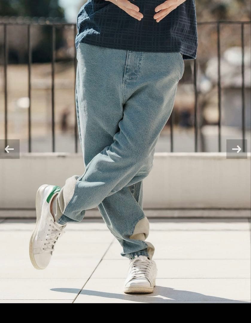 テーパードデニム　CAMBIO カンビオ サルエルパンツ裾リブデニムパンツ