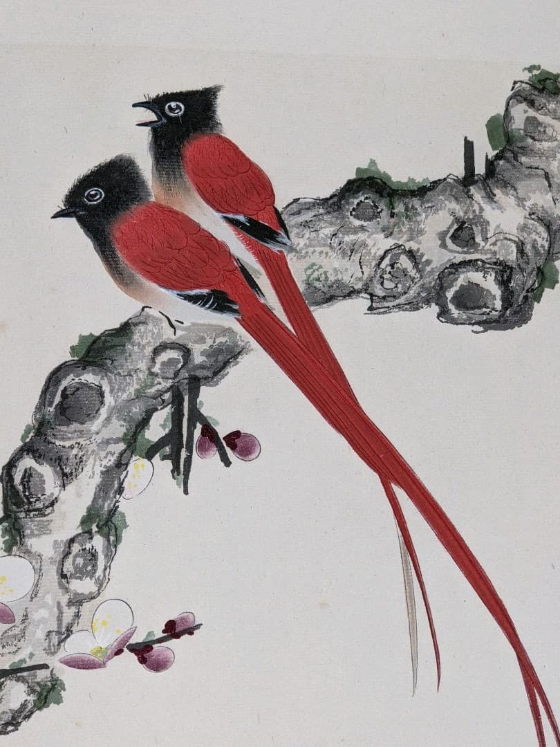 ♦中国 梅花尾長鳥 書画骨董 水墨画 絵画 骨董品 コレクション アンティーク