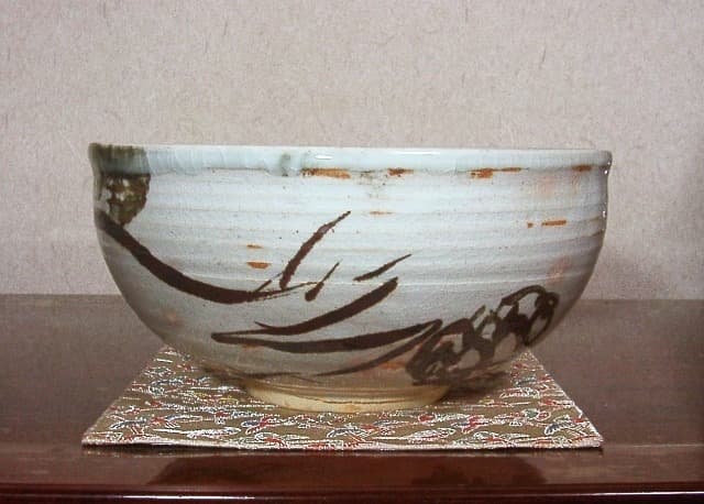 京焼・清水焼　大丸北峰作　高倉観崖画　田舎夏越の図　菓子器　共箱　古物。