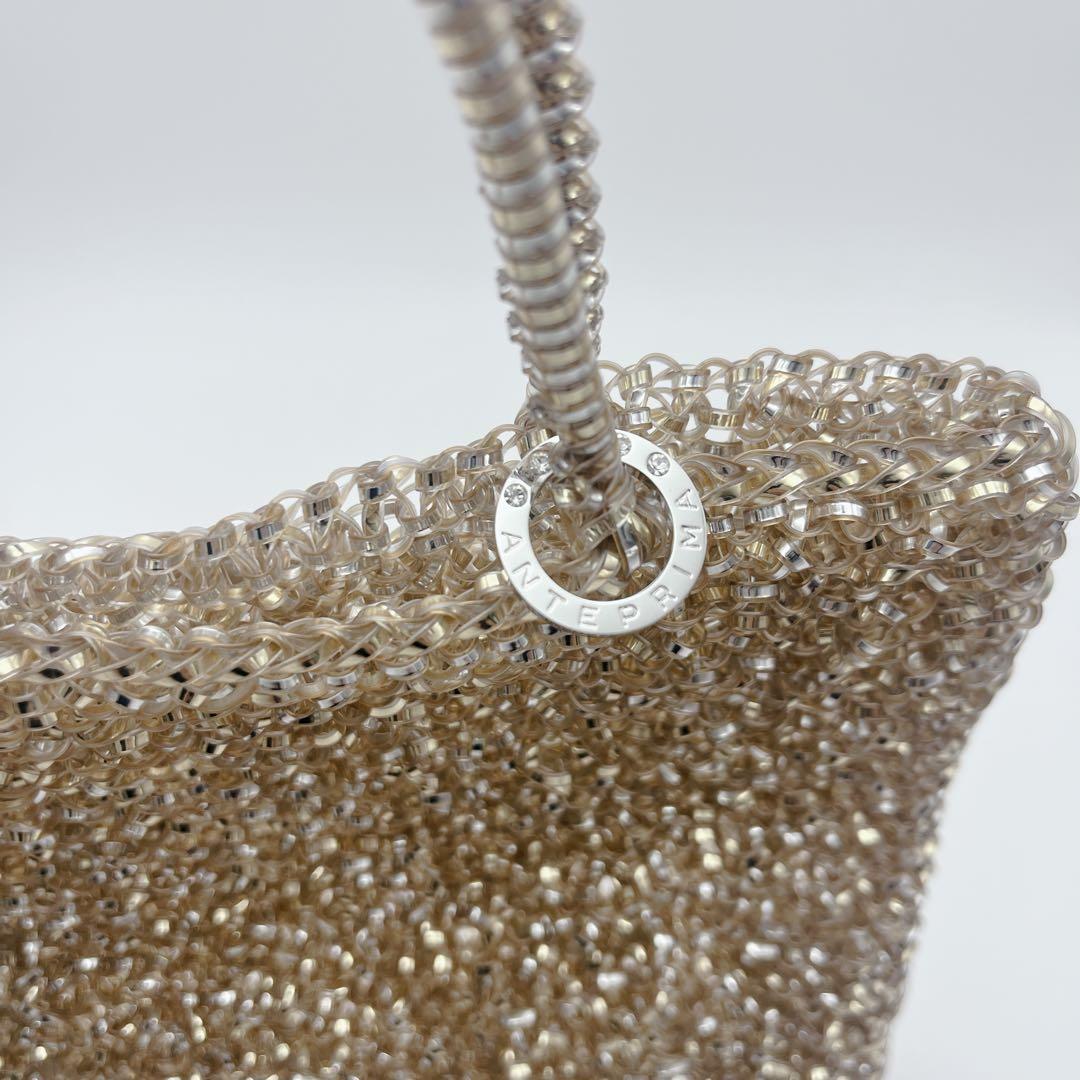 【美品】アンテプリマ スクエアワイヤーバッグ ゴールド ミニハンドバッグ