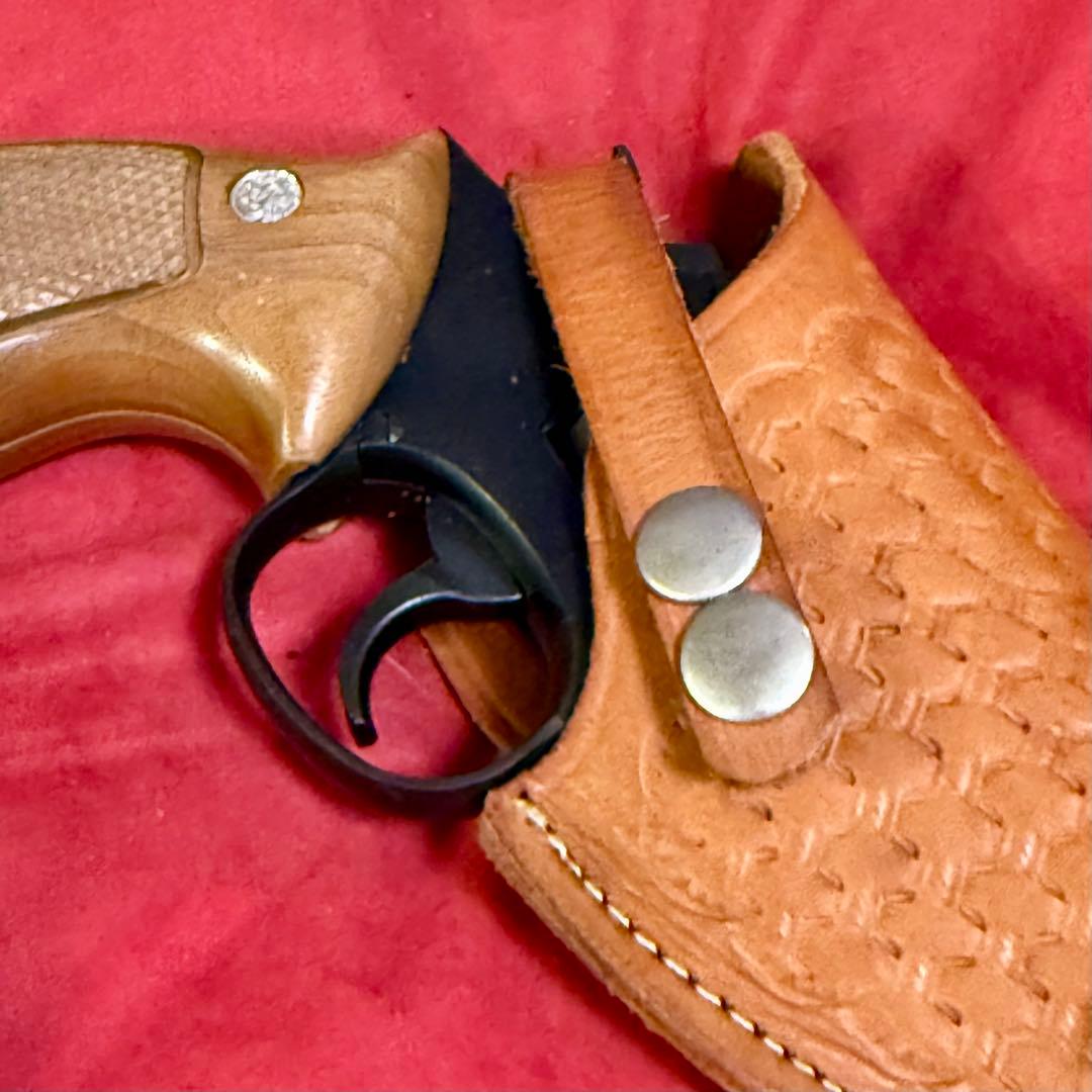 革製 リボルバー用 ヒップホルスター ベージュ バスケット調 革製ホルスター