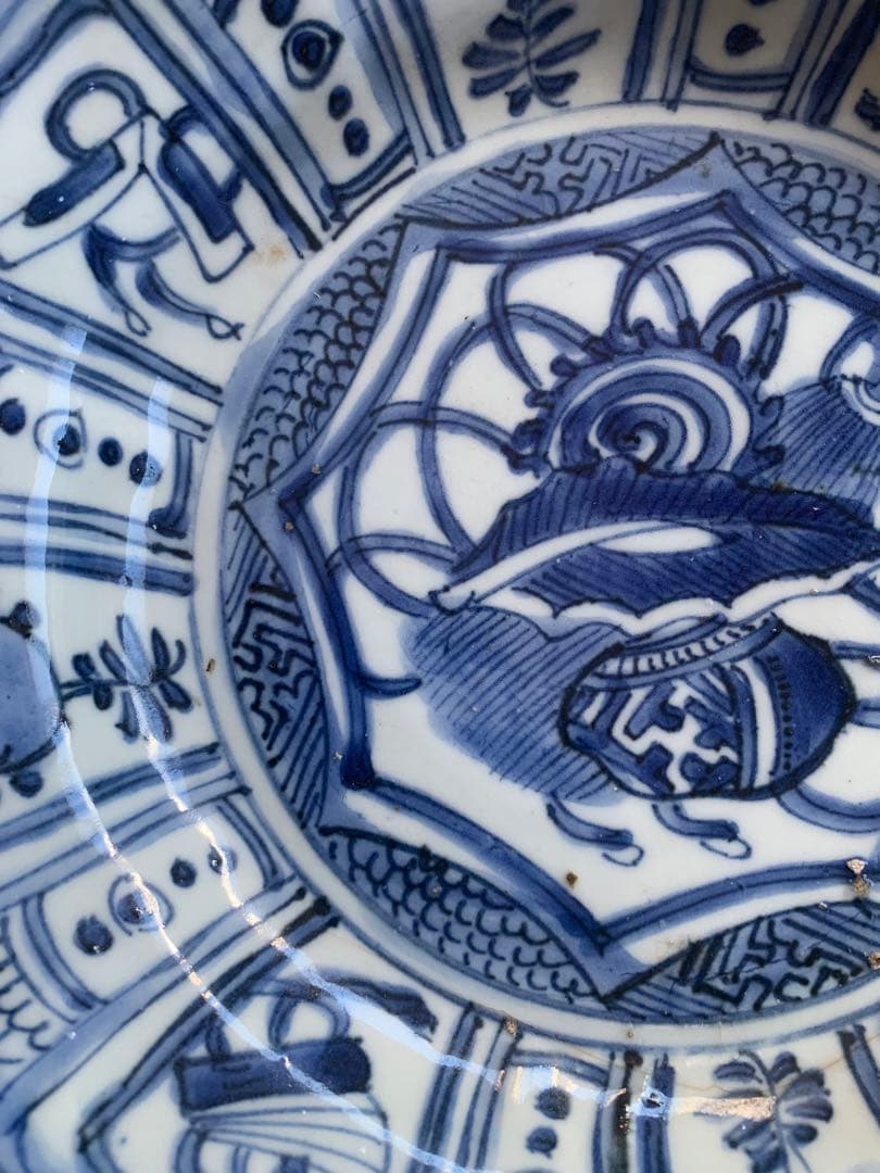 中国明時代染付お皿(七寸)