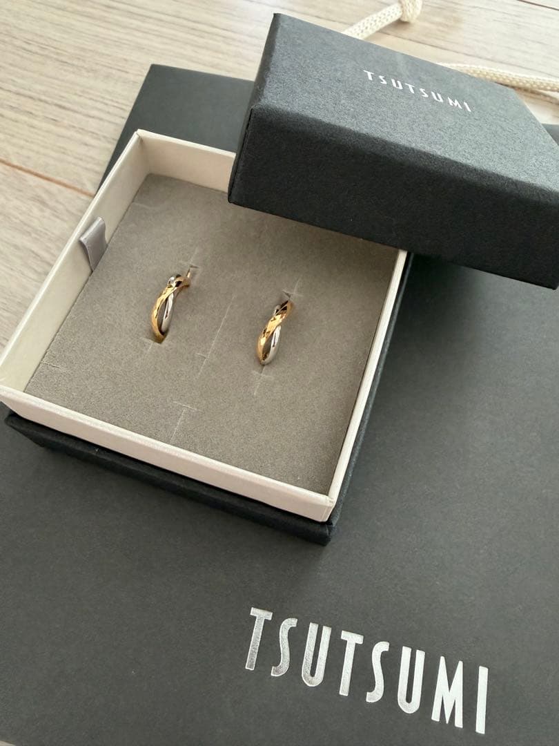 TSUTSUMI プラチナ/K18イエローゴールドピアス