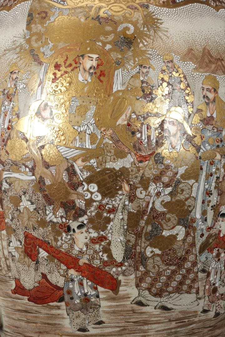 【極上薩摩焼】特大金襴手色絵 獅子　香炉 飾壺 陶器　骨董 古美術　アート　花瓶