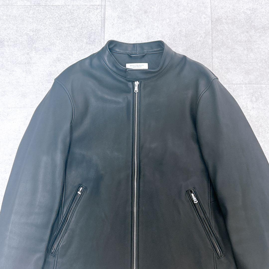 美品✨ 希少XL✨ユナイテッドアローズ シングルライダース ブラック 黒 羊革