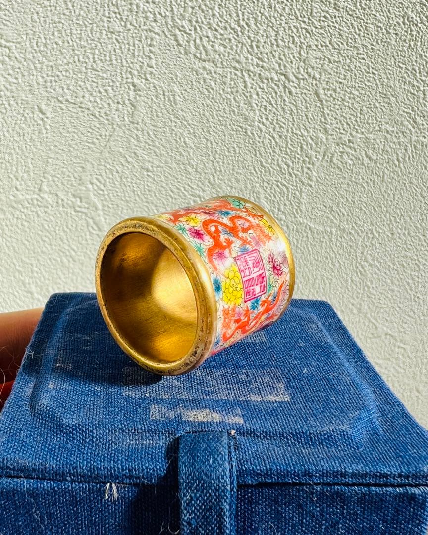 【骨董品】龍紋指輪 乾隆在銘 中国美術 美品