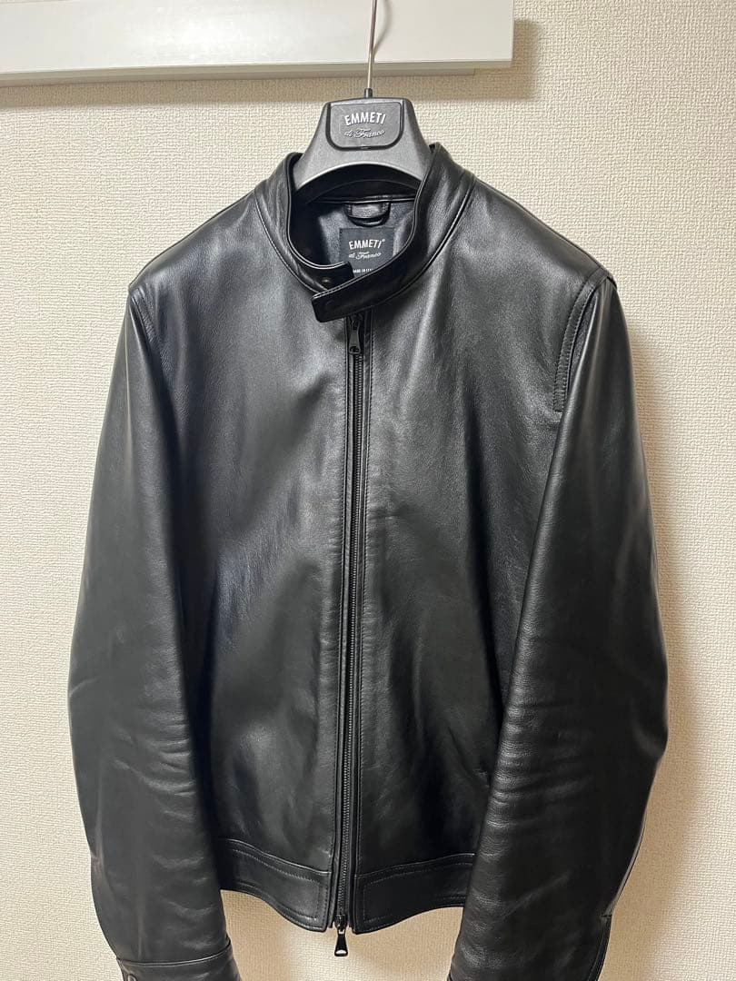 エンメティ JURI ブラック レザージャケット 50 ユリ ライダース