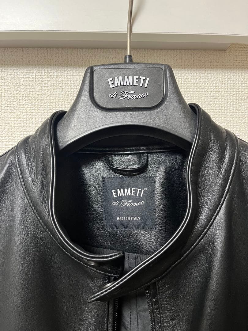 エンメティ JURI ブラック レザージャケット 50 ユリ ライダース