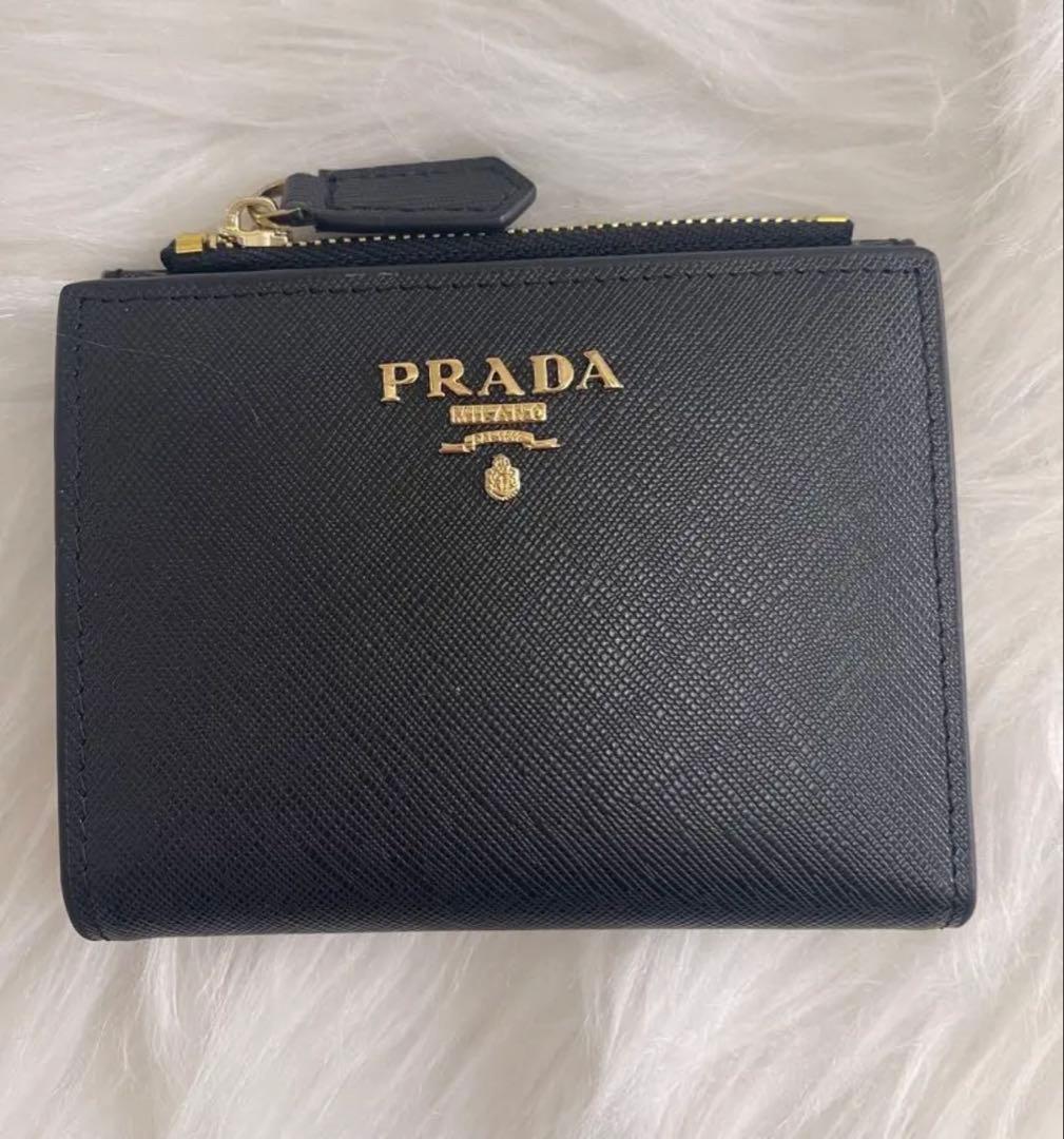 2つ折り財布 ブラック サフィアーノレザー 二つ折り財布