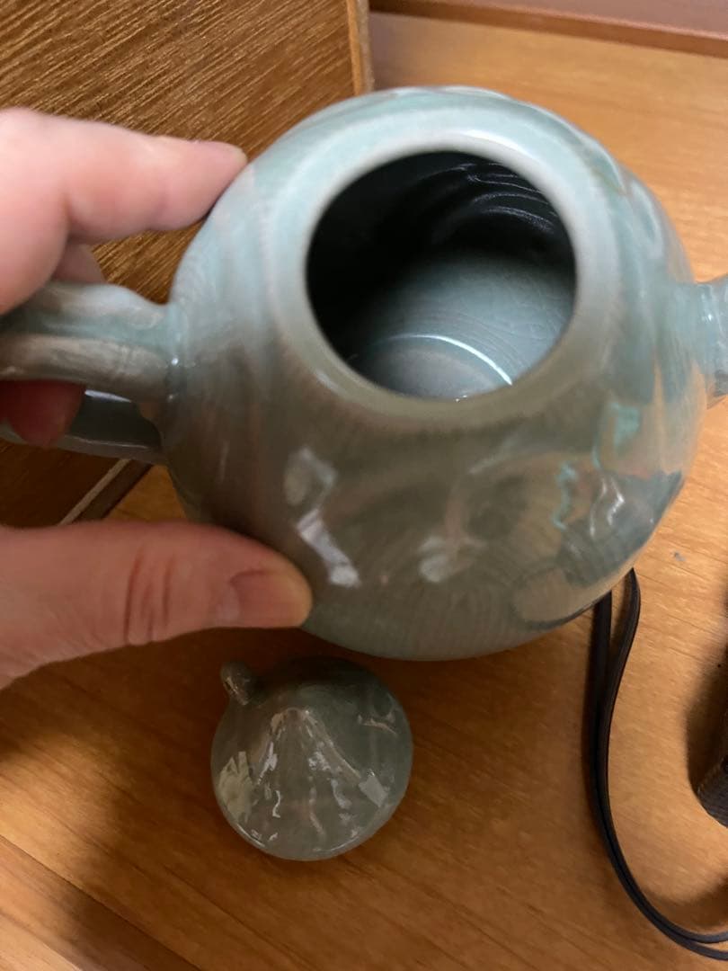 時代高麗青磁　水注　煎茶道具　水差し　青磁置物　アンティーク　工芸品