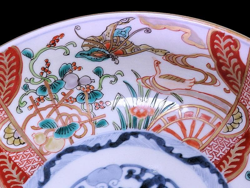 古伊万里　色絵　花鳥紋に獅子の図　深鉢　D285AS-CQm