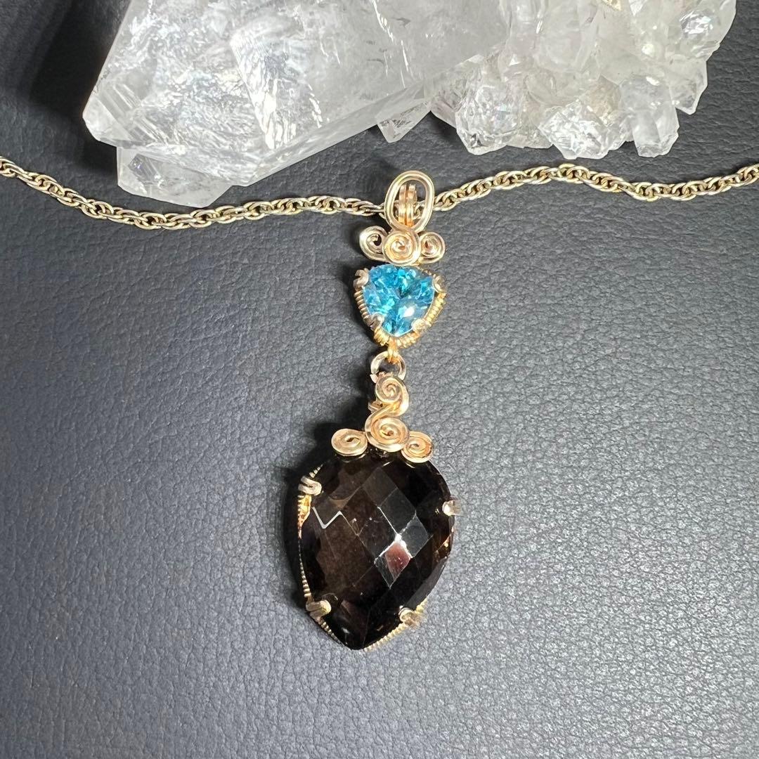 【for マリエモーン様】スイスブルートパーズ＆スモーキークォーツ