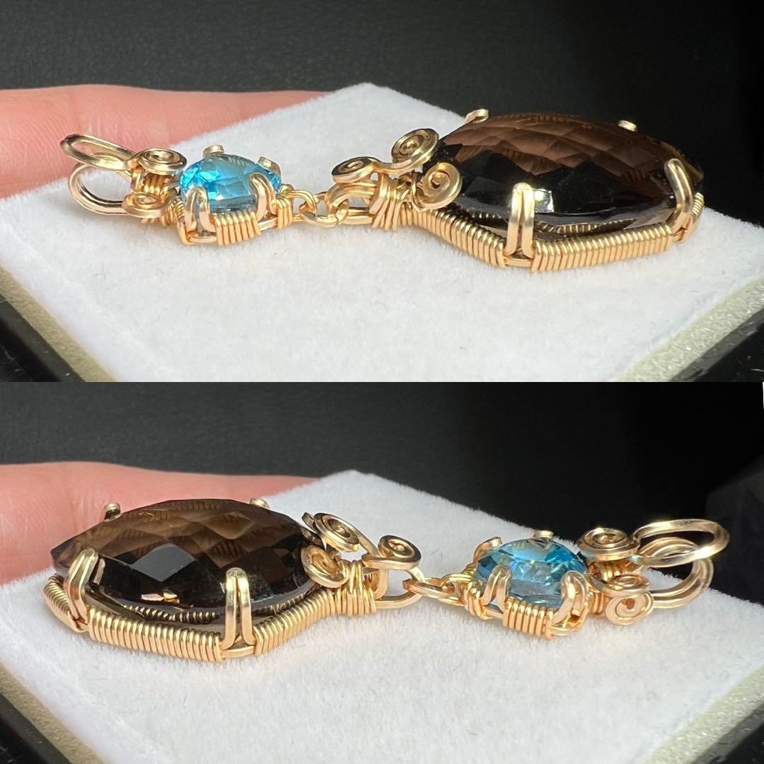 【for マリエモーン様】スイスブルートパーズ＆スモーキークォーツ