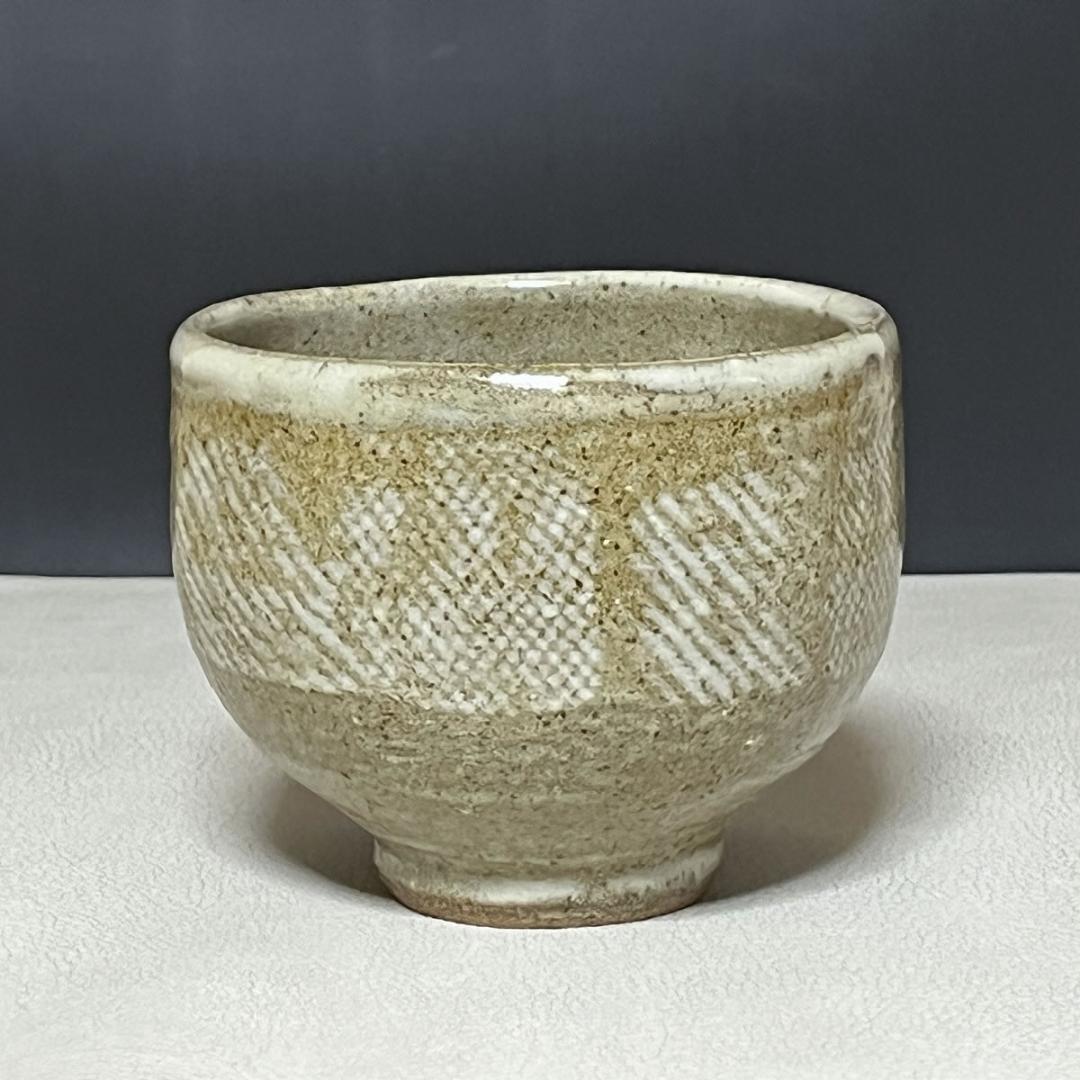 人間国宝 島岡達三 象嵌碗 共箱 初期作品 抹茶碗 茶道具 【k3396】