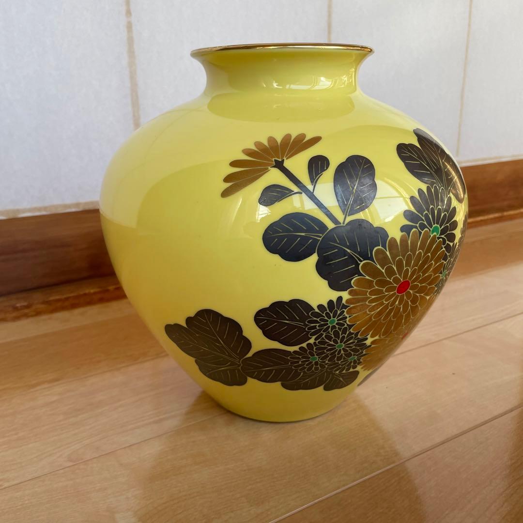 アンティーク 菊 壺 置物