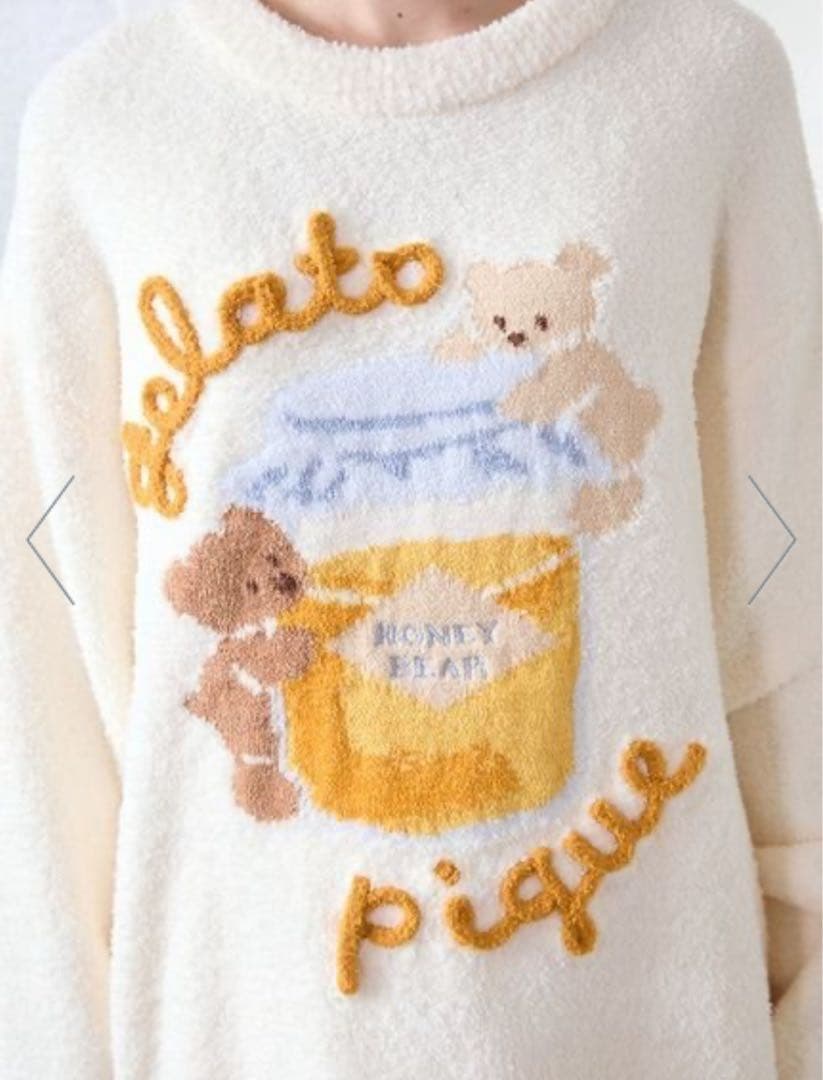 ジェラートピケ ベビモコはちみつベアジャガードプルオーバー
