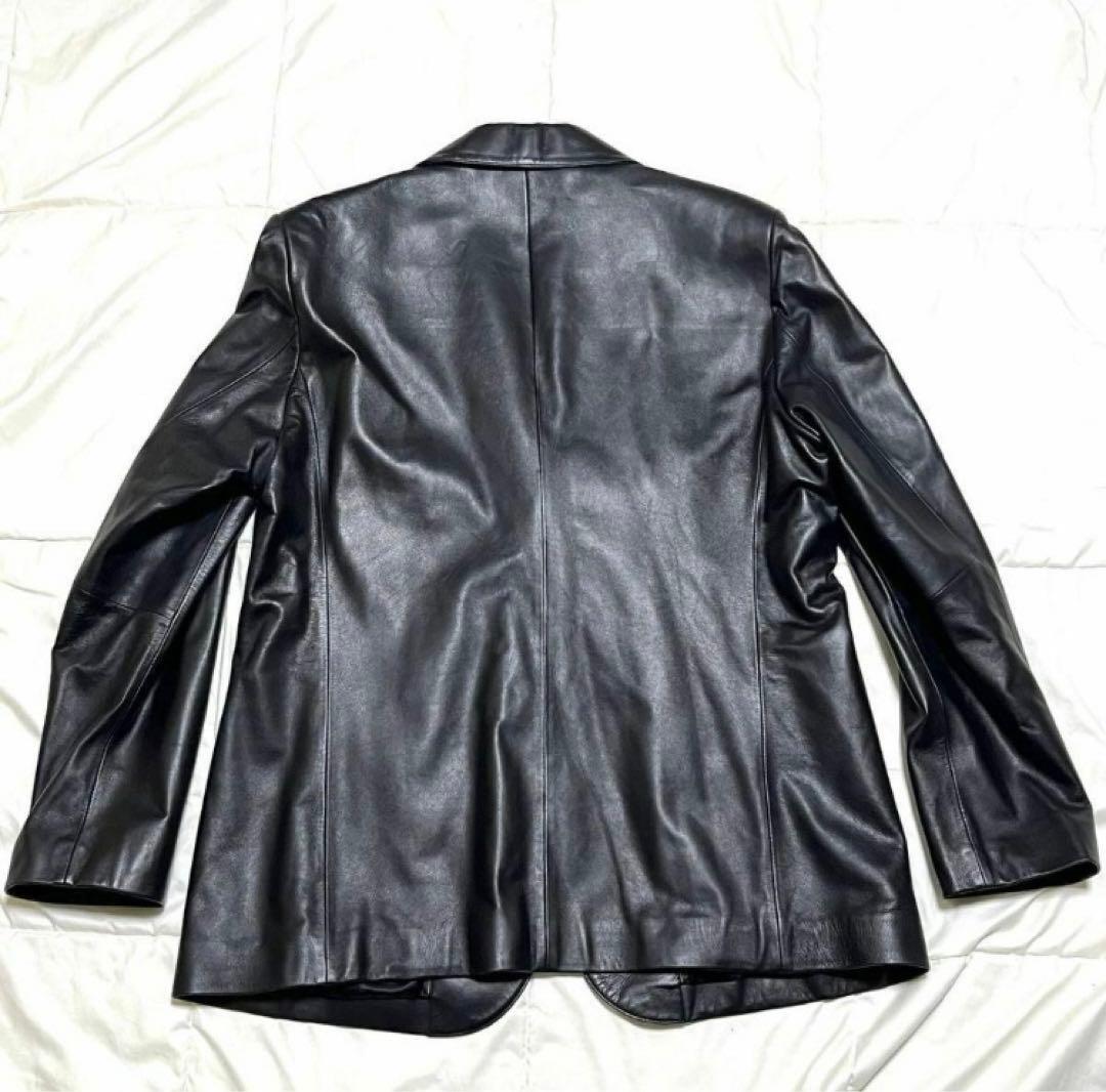 【希少　極美品】本革 テーラードジャケット　ビックシルエット　シングル　黒