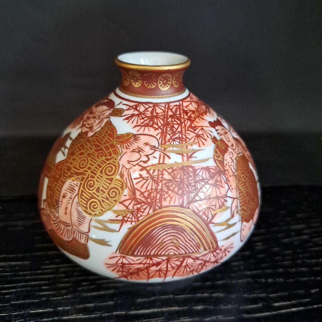 江戸中期　油壺　幻の湖東焼　赤絵金彩人物図　極上