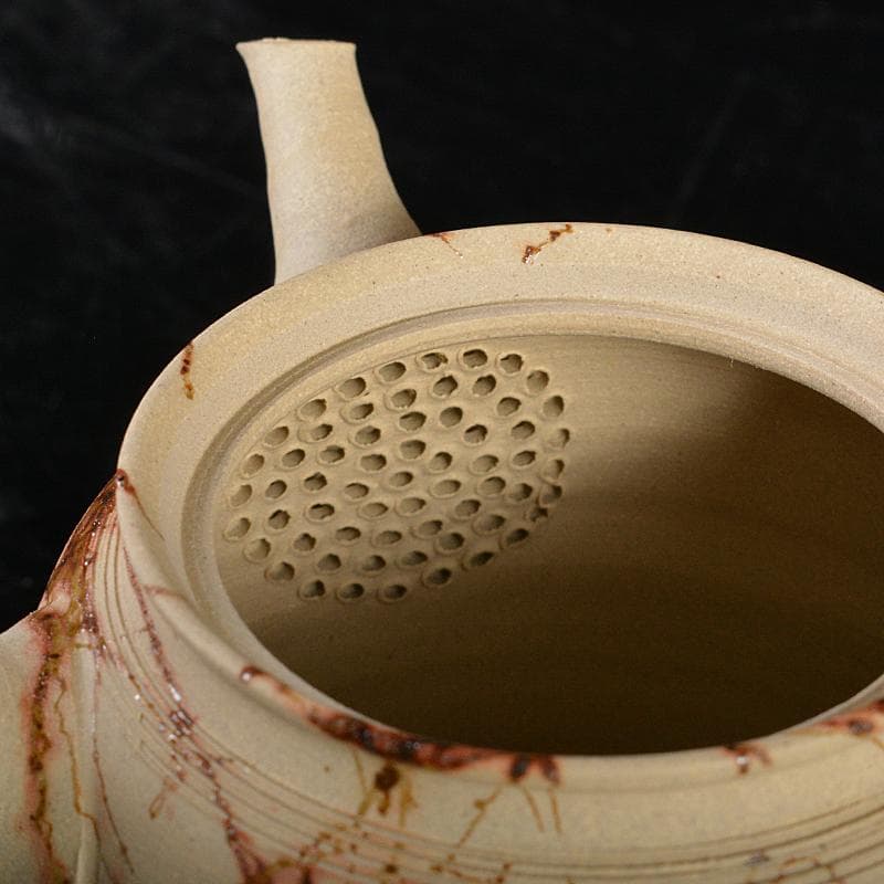 煎茶道具　常滑焼　谷川仁作　白泥藻掛　茶器　急須　茶碗　共箱　D　R5730