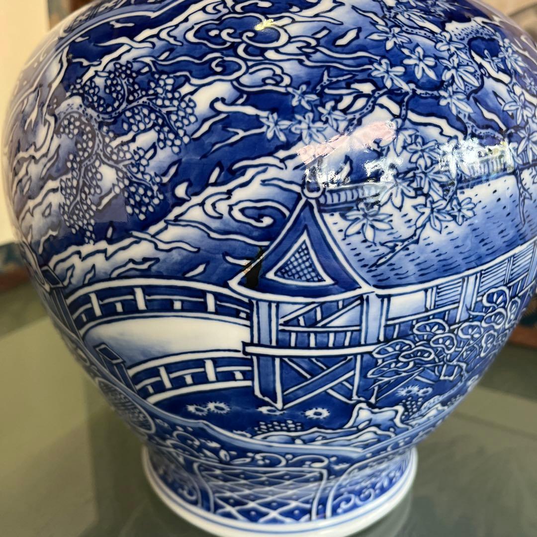 平戸三川内焼　裕祥窯　染付大花瓶