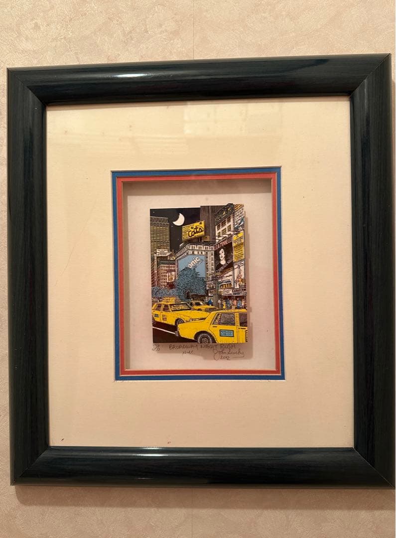 切り抜き絵、額付き、作者名入り