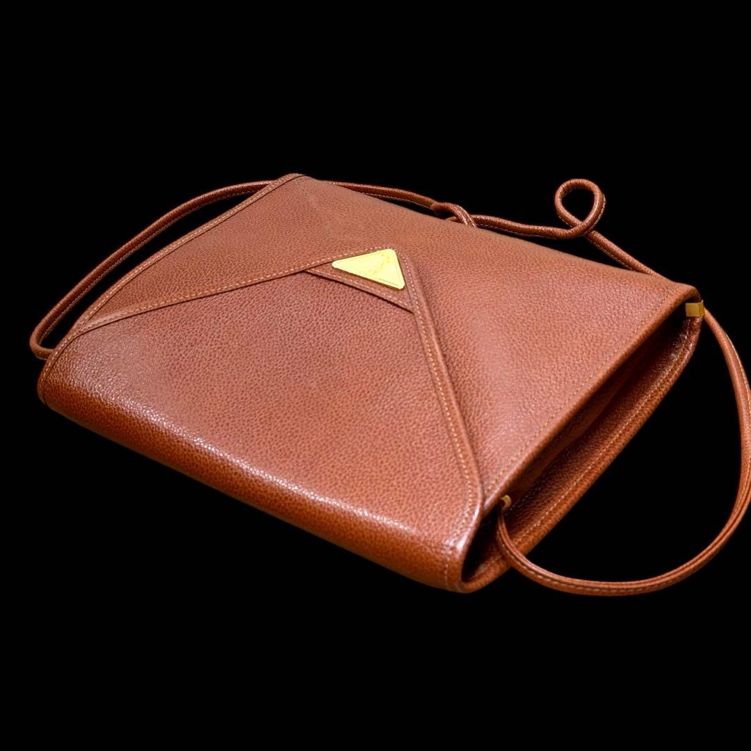 A*.様 YSLイヴ・サンローラン 本革ブラウンレザーショルダーバッグ茶ゴールド