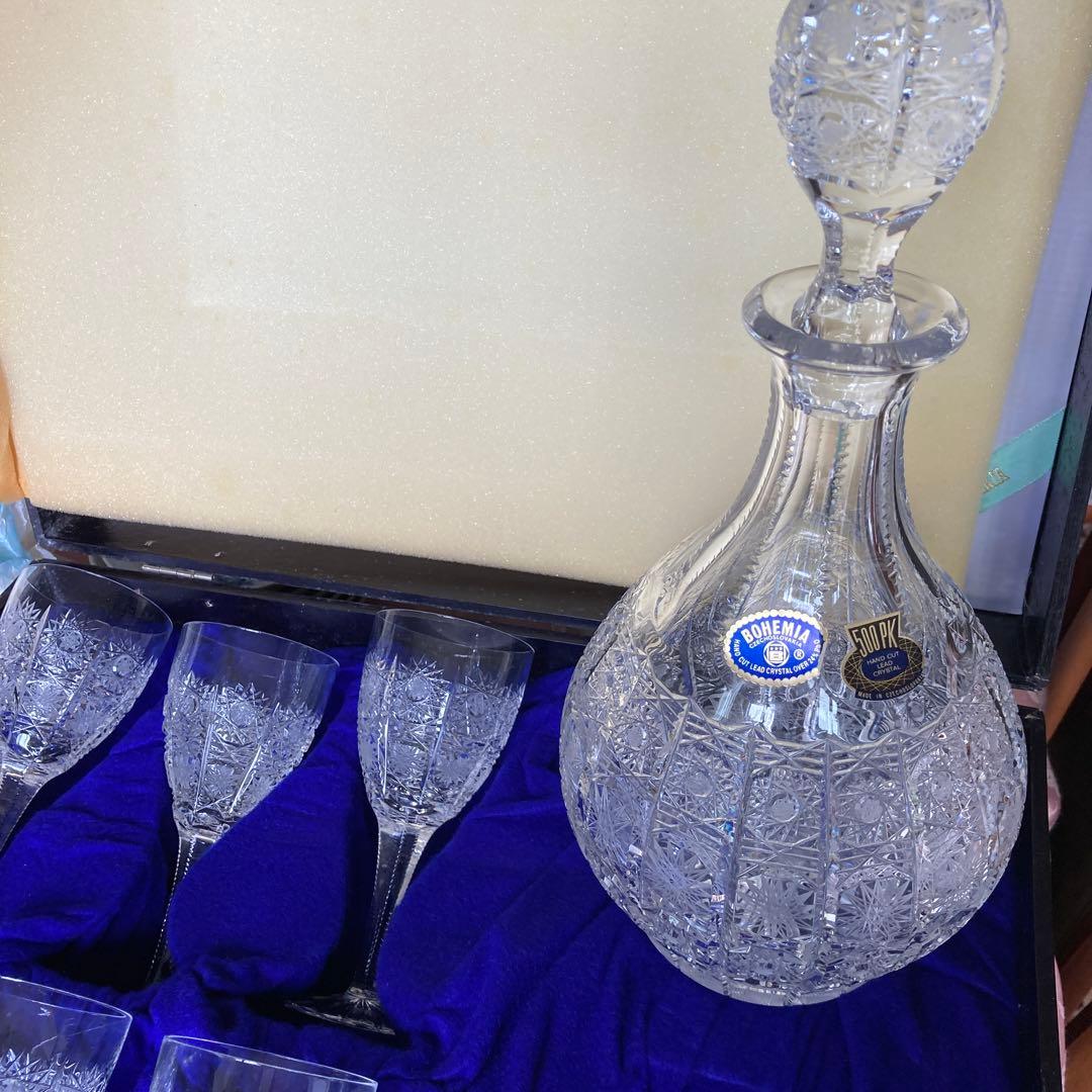 ボヘミアングラス デキャンタとワイングラス6個セット