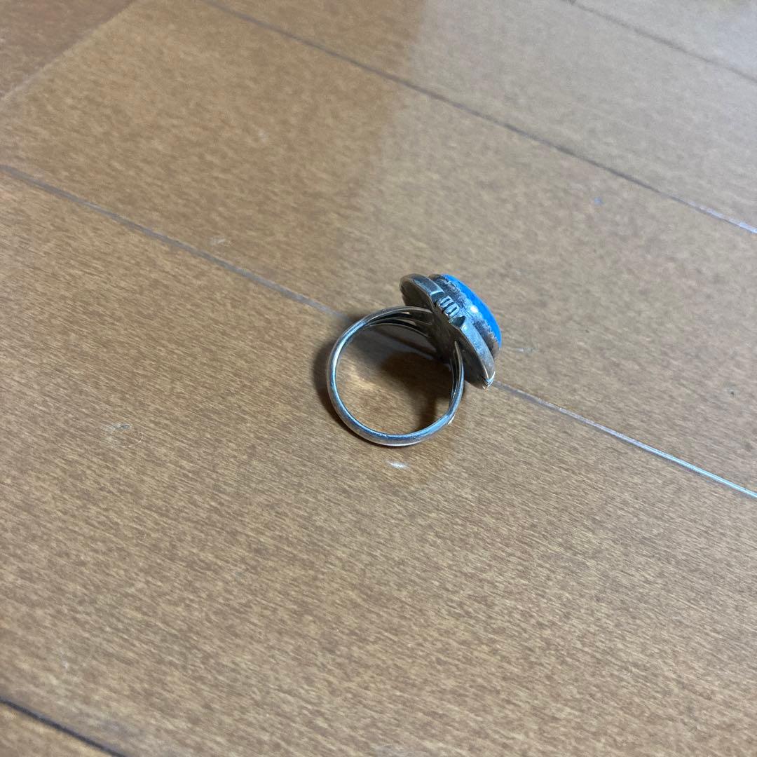 青い石の16号シルバーリングとペンダントセット