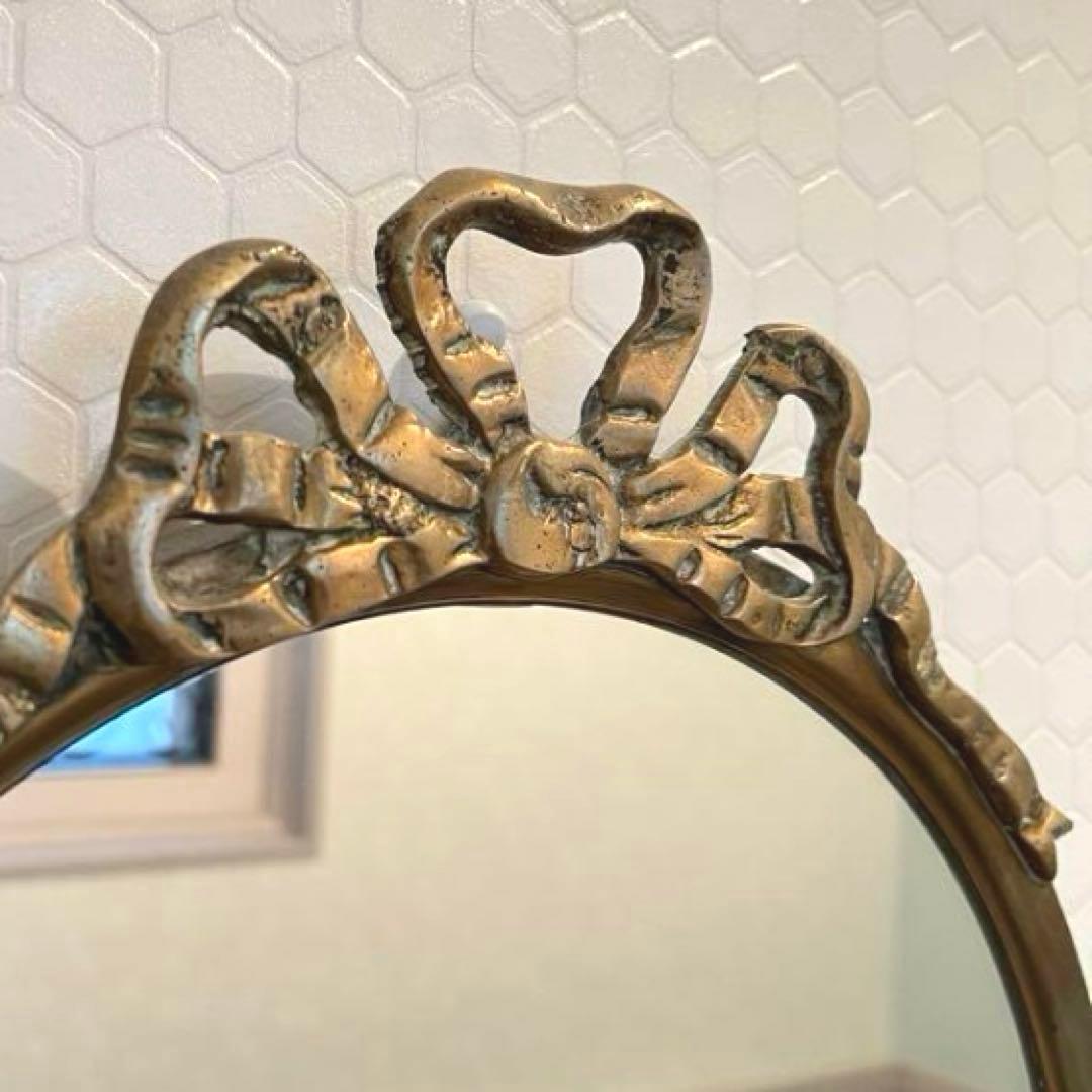 フランスアンティークガーランドミラー　壁掛け　フランスアンティーク鏡