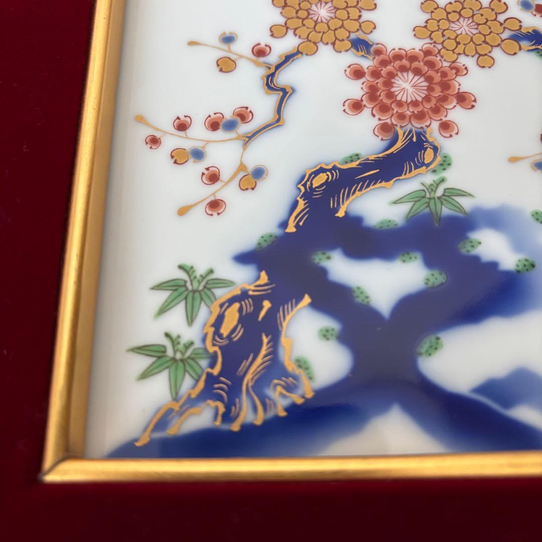 ⚫︎深川製磁　金彩　梅　陶板　　　　　　　 　　　　　　　　　　　　　　　和ラ下