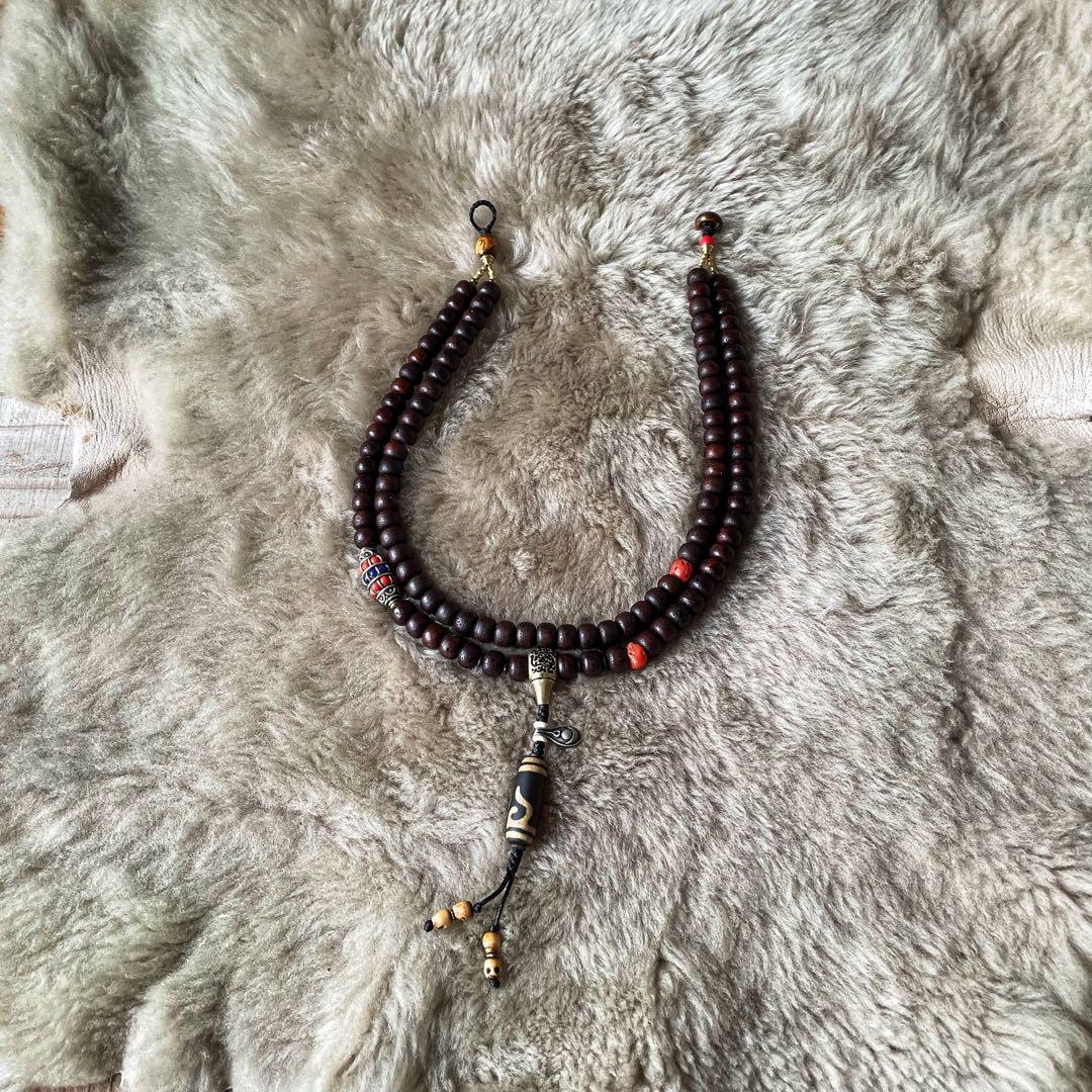 星月菩提樹・山珊瑚/二連数珠型 チベタン ネックレス