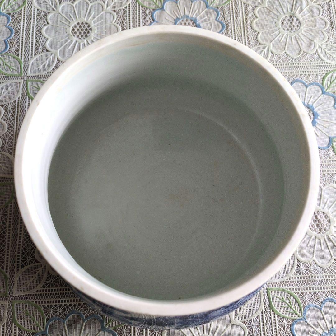 【美品】平安徳永造／染付山形・青白色 陶器 水差し（共箱付き）