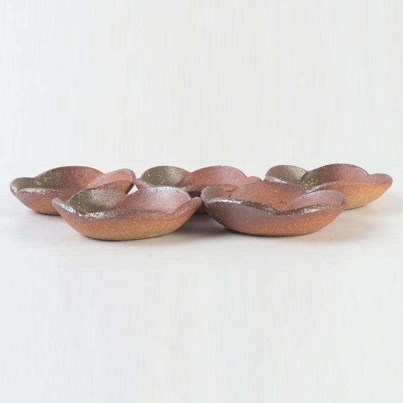 茶道具　信楽焼　高橋楽斎造　ネジ梅　小皿　五客　共箱　V　9662