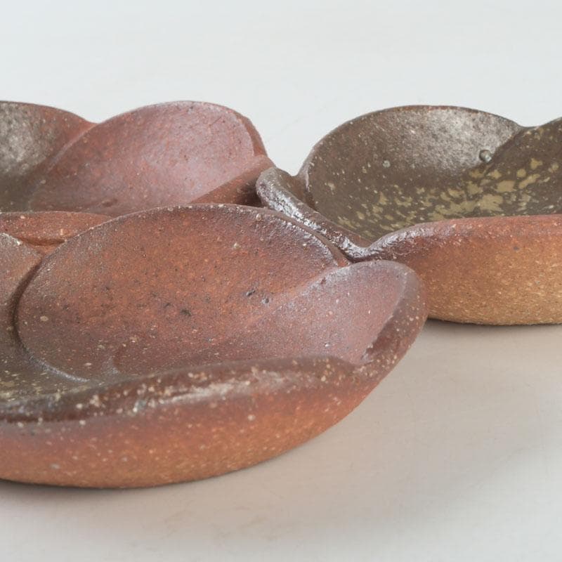 茶道具　信楽焼　高橋楽斎造　ネジ梅　小皿　五客　共箱　V　9662