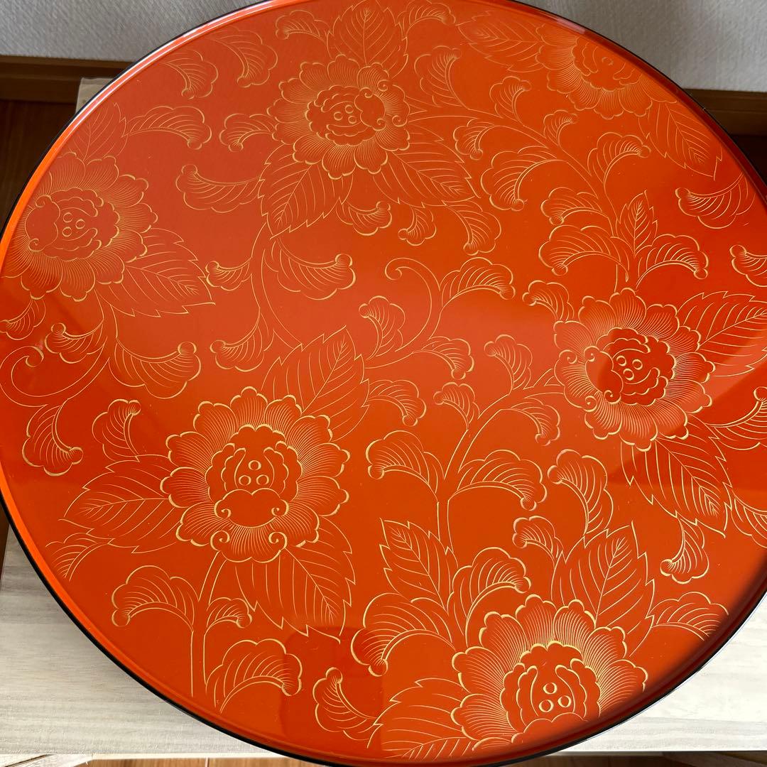 輪島塗　卓上膳　5客　沈金牡丹　【未使用】