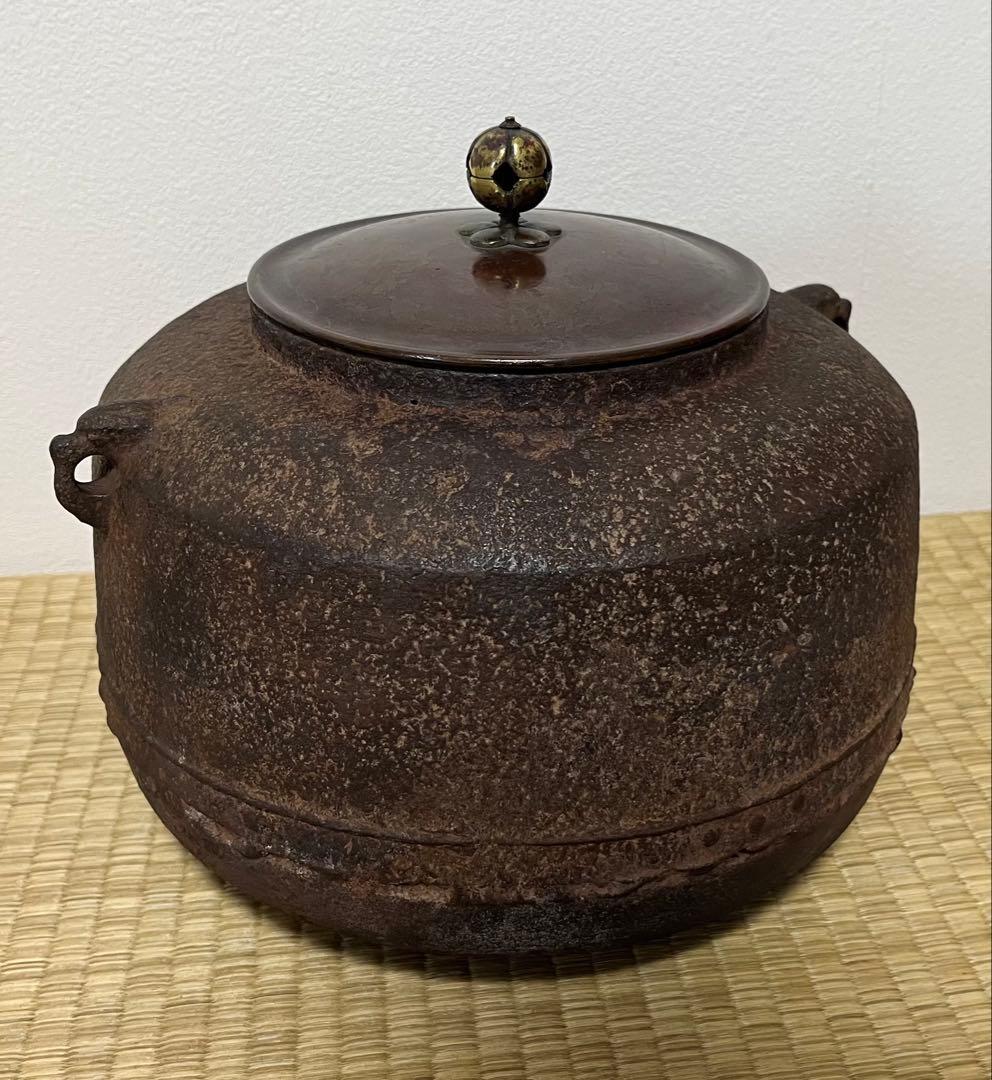 【江戸前期】面取万代屋形釜　千家お抱え釜師　西村道也作