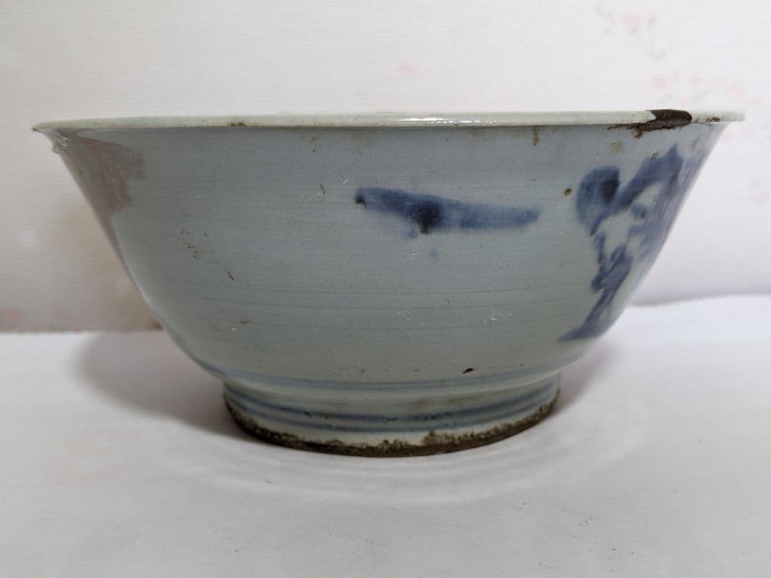 ♦中国古美術品 古陶磁 清時代 染付 山水図鉢 碗 古玩 レア物 骨董品