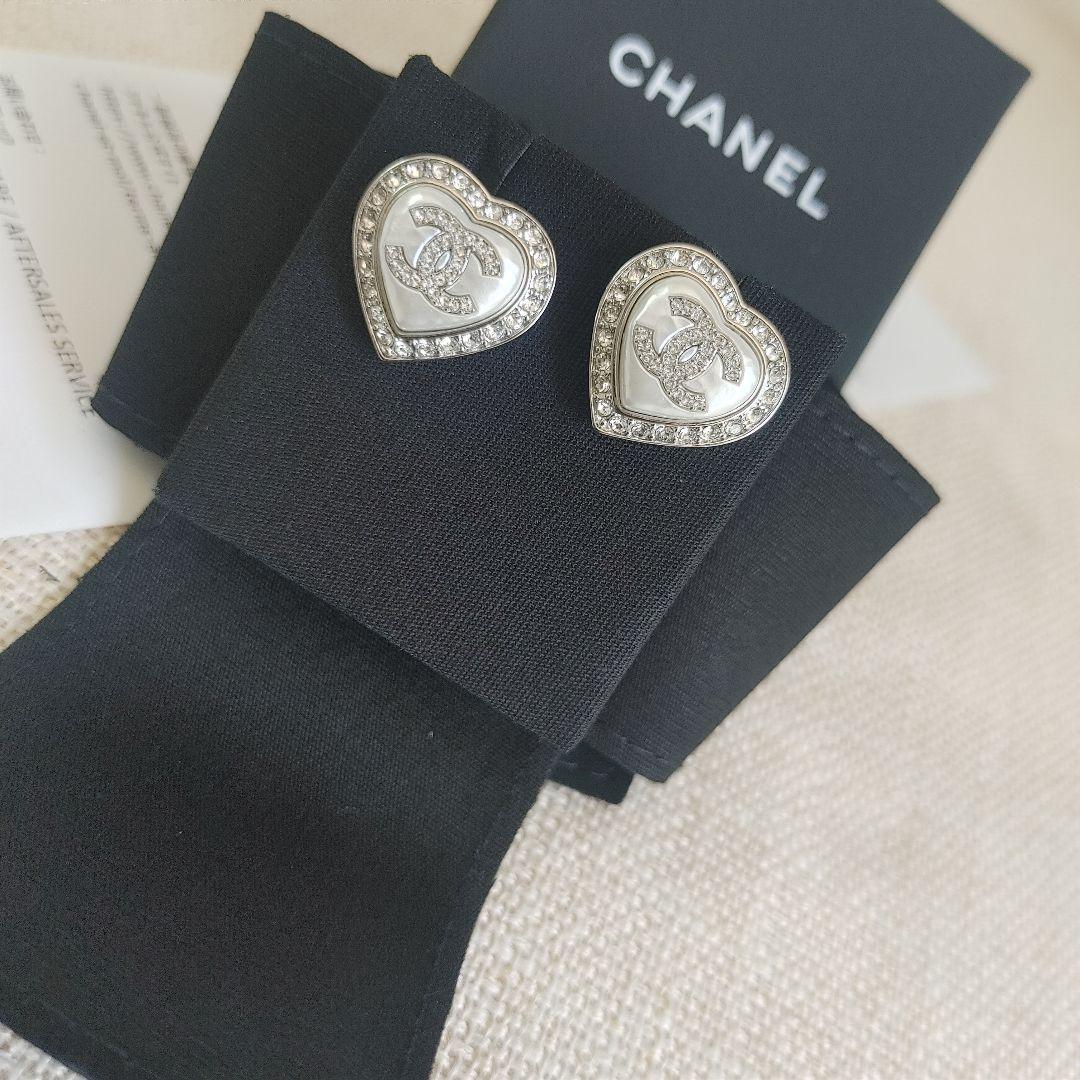 シルバー ピアス CCマーク ハート