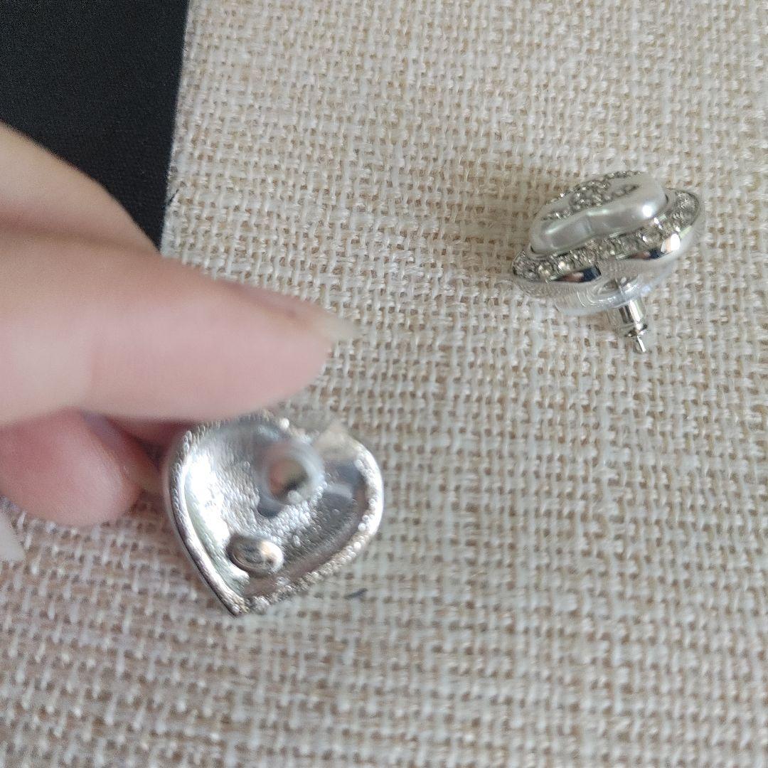 シルバー ピアス CCマーク ハート