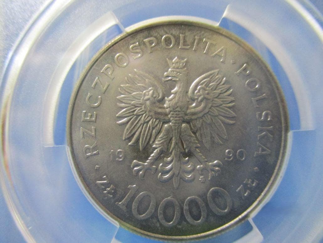 ポーランド 10000ズウォティ硬貨☆1990年/未使用/ポーランドの民主化運動